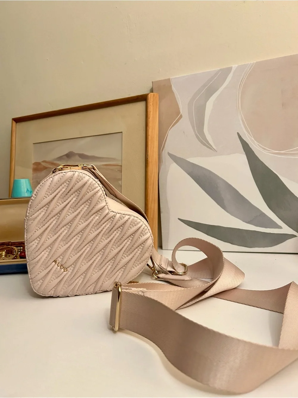 Aldo Quilted Heart Mini Bag in Blush - Picture 3 of 4
